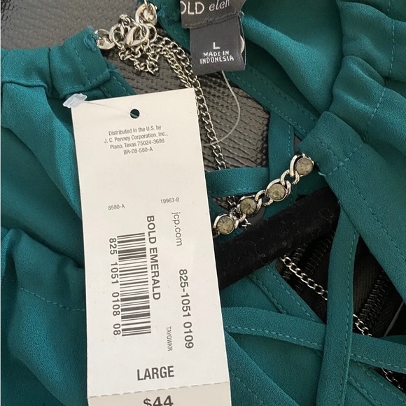 Emerald Green Blouse New with tags Large - Picture 2 of 3